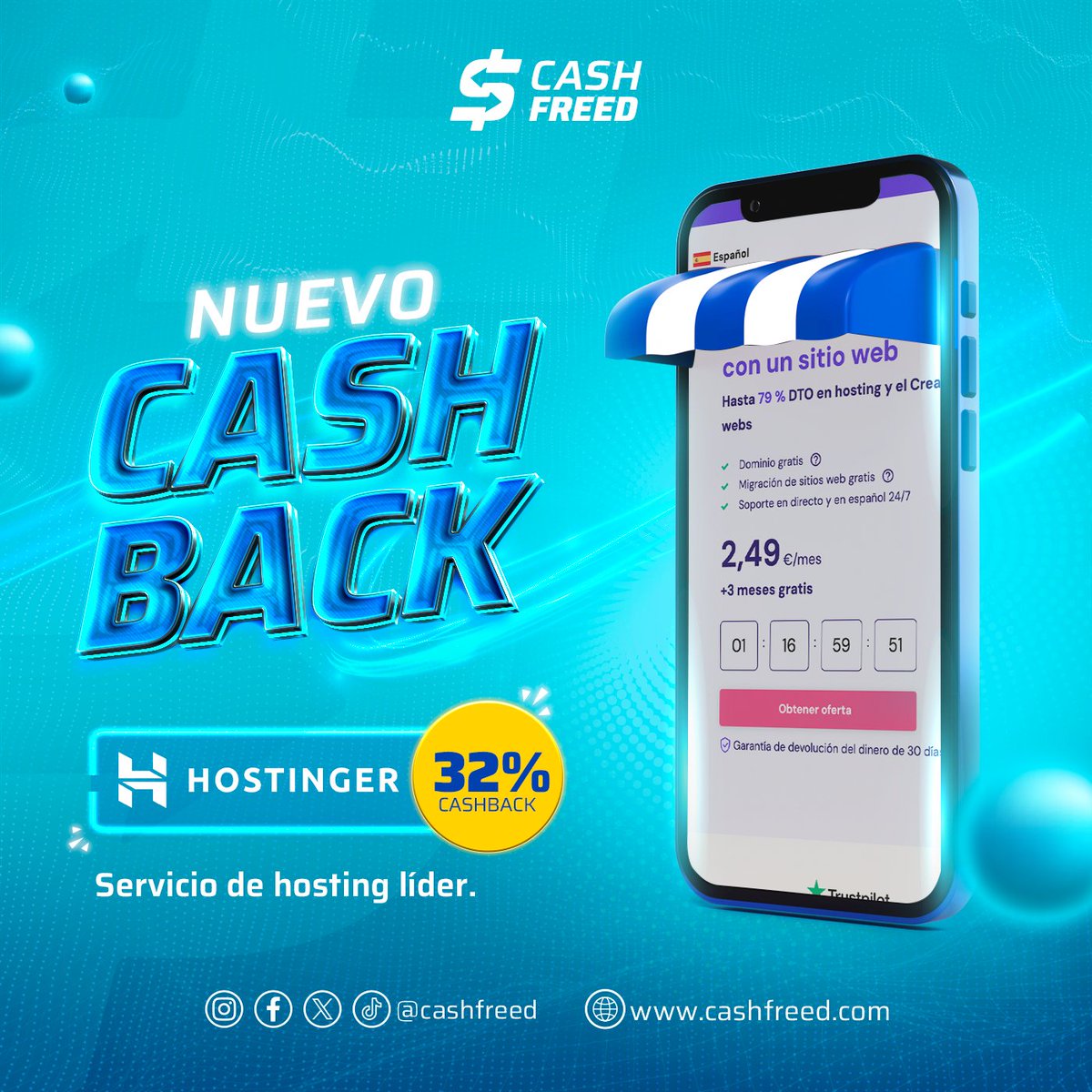 🌟 ¡Optimiza tu presencia online con Hostinger y duplica tus ahorros gracias a nuestro increíble cashback, disponible en CashFreed! 🌟
cashfreed.com/store/hostinge…

#HostingerWebPower #CashbackDoble #HaztePremium #AhorraConCashFreed #DescuentosExclusivos #NoTeLoPierdas