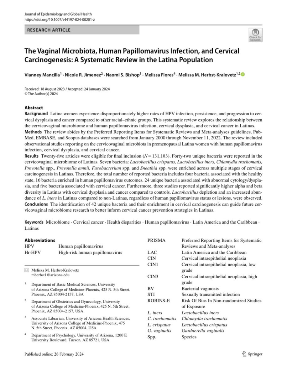 Big congratulations 👏🏼@VianneyMan0528 on her first, 1st author publication & thank you to our team @ScientistNicole and coauthors @flores_socsci & Naomi Bishop for their contributions to this important work! #WomensHealth @uacomp_obgyn @UAZCancer @UAZBIO5 @uazmedphx @PHXBioCore