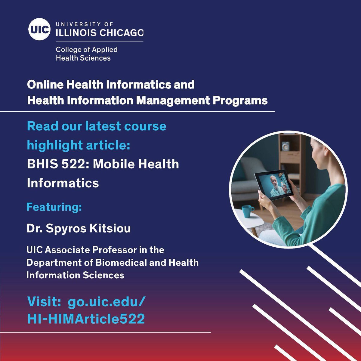 UIC College of Applied Health Sciences (@uicahs) on Twitter photo Learn about our online MS in #HealthInformatics course, Mobile Health Informatics, designed by #UICAHS' <a href="/skitsiou/">Spyros Kitsiou, PhD</a> to equip students with the ability to properly address biomedical problems. Read more: go.uic.edu/HI-HIMArticle5… #mHealth #HI Learn about our online MS in #HealthInformatics course, Mobile Health Informatics, designed by #UICAHS' <a href="/skitsiou/">Spyros Kitsiou, PhD</a> to equip students with the ability to properly address biomedical problems. Read more: go.uic.edu/HI-HIMArticle5… #mHealth #HI