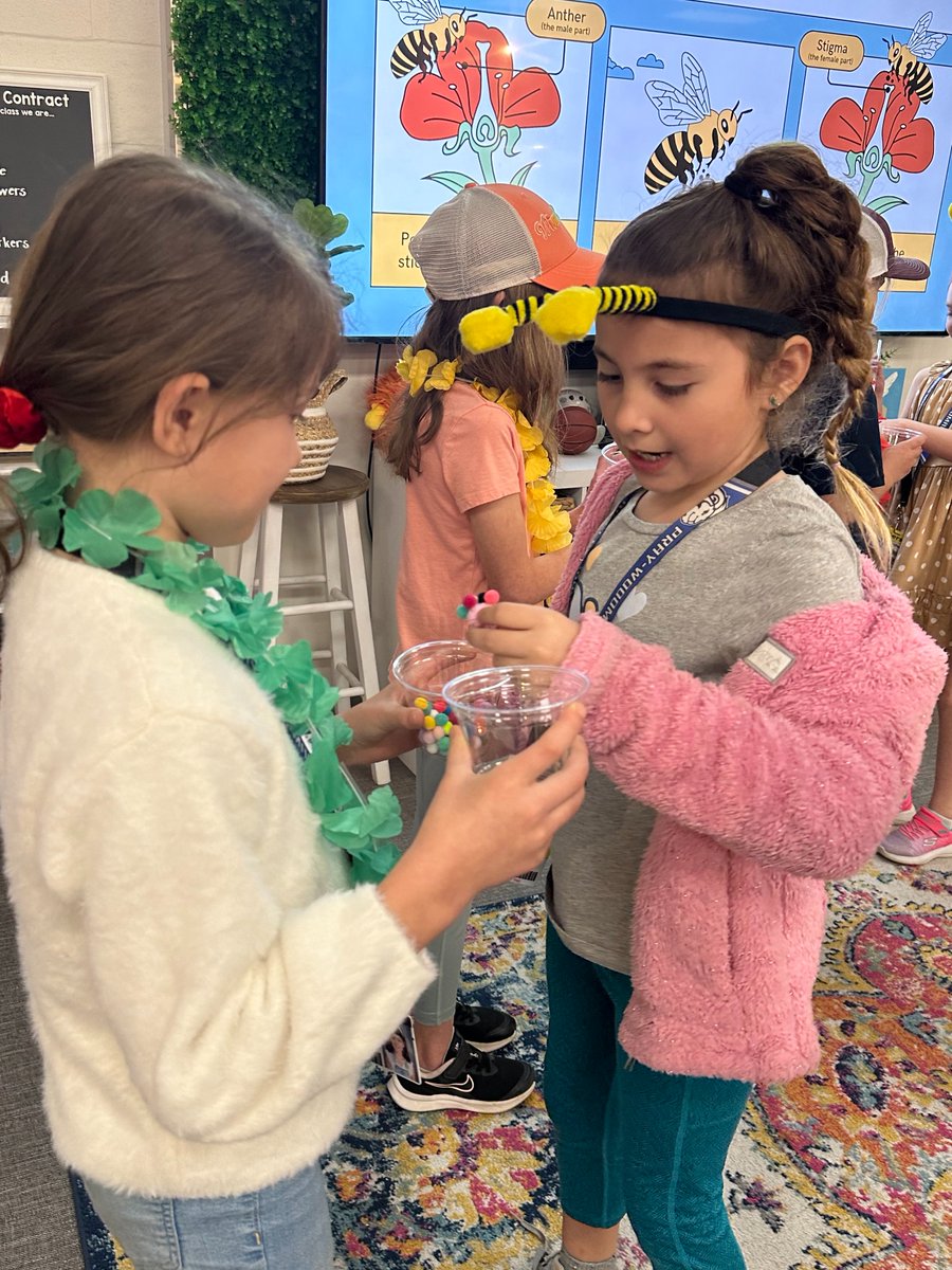 PrayWoodman's tweet photo. STEAM with Mrs. Eck! Students did a pollination simulation that followed a honeybee through a garden, collecting pollen and nectar, then back to the hive. They learned about the parts of a bee, the importance of pollination, and even created “bee hotels” to take home. https://t.co/fSQgLFoebQ