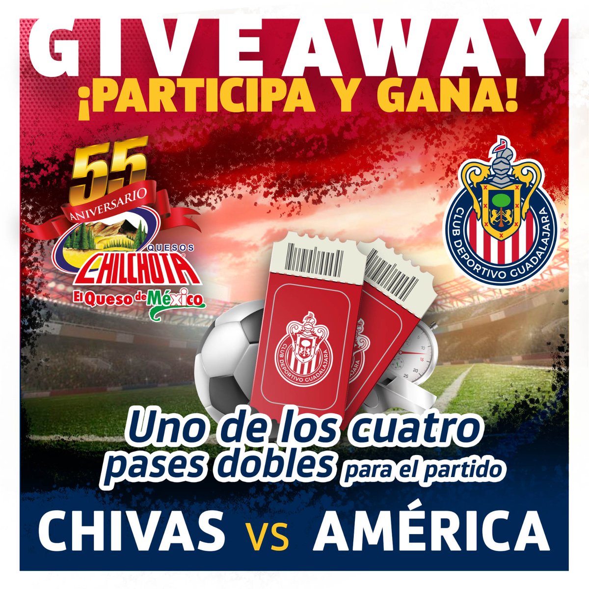 ChilchotaMx's tweet image. Participa y gana uno de los 4 pases dobles para el partido de la CONCACAF de @Chivas vs América para el 06 de marzo del 2024!
Participa cumpliendo estos pasos:
☑️ Sigue nuestra cuenta de Twitter @ChilchotaMx
☑️ Dale RT a esta publicación
☑️ Etiqueta a 2 amigos en los comentarios