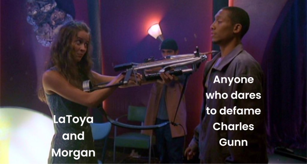 Patrons! Our 'That Old Gang of Mine' (Morgan and LaToya's Version)episode is available for your listening pleasure. Please enjoy our discussion on all white writer's rooms, after school special style morality, and how much we love Gunn.