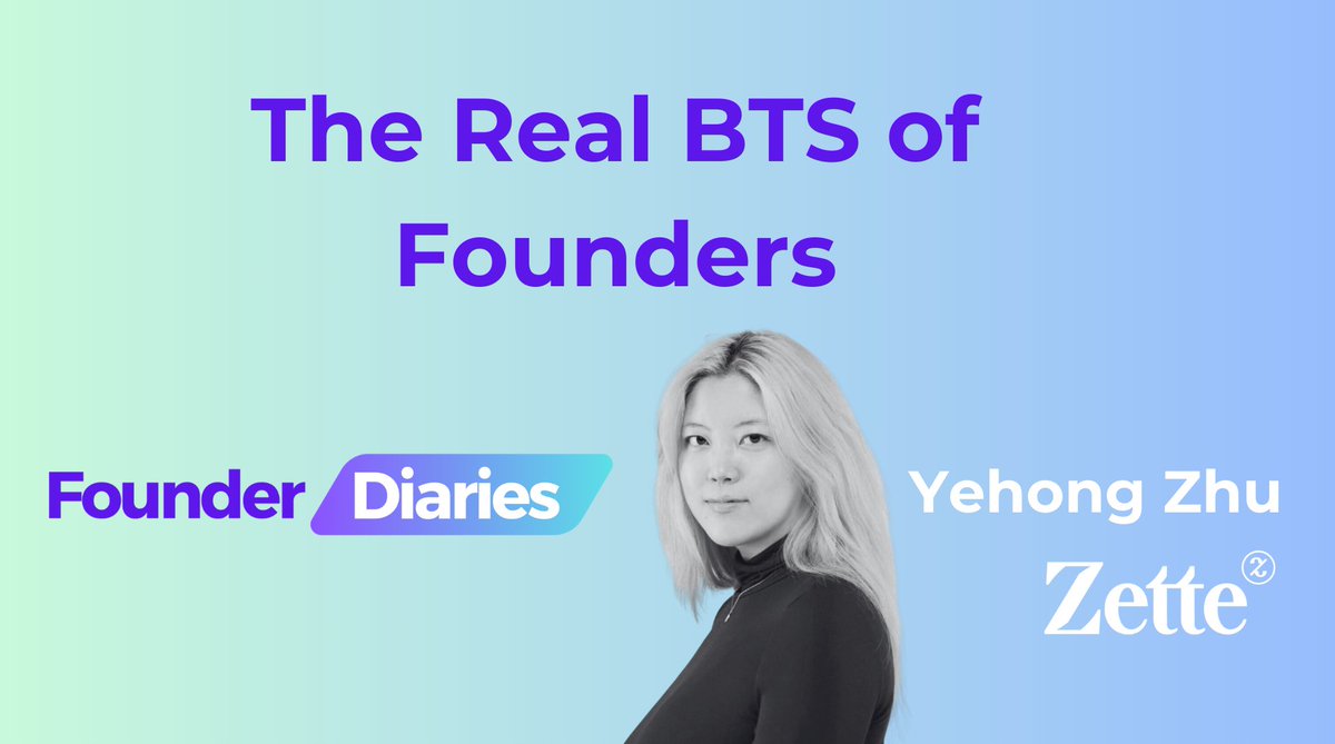 Next issue of Founder Diaries out now. Read more about the BTS story of @YehongZhu, Founder of @ZetteMedia - From 200 Rejections to Raising $1.7M: founderdiaries.substack.com/p/yehong-zhu-z… cc: @michellebkwok