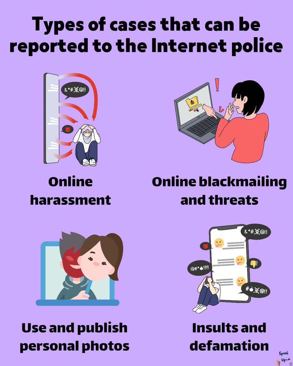 ايه هي أنواع القضـايا اللي ممكن نبلغ عنها لمبـاحث الإنترنت

Types of cases that can be reported to the Internet police:

(1/2)