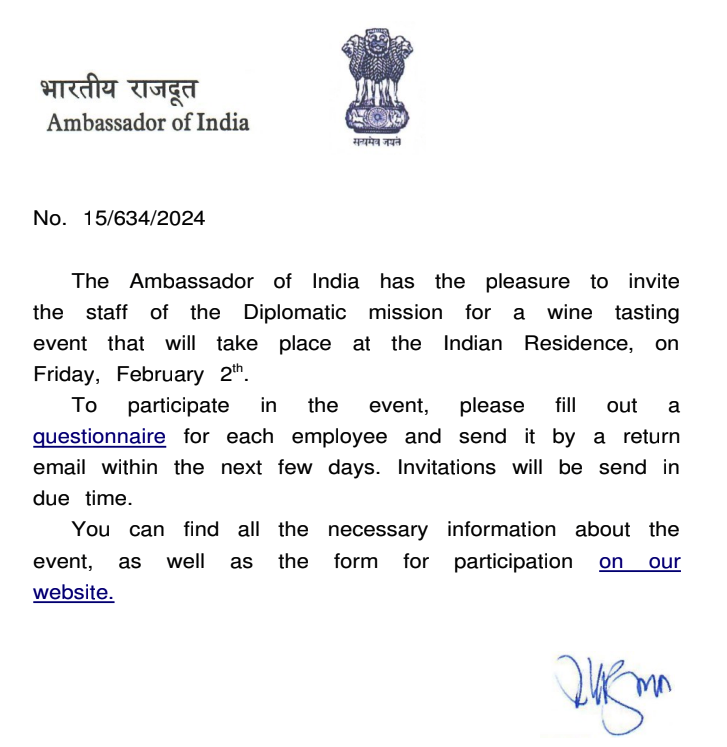 andreanaspi's tweet photo. As showed by Zscaler, almost one year later, APT29 used same TTPs to distribute a wine-tasting invitation (ring a bell?) to European diplomats by impersonating the Indian ambassador. 

As usual, the questionnaire link downloads a zipped HTA that starts the infection chain.

3/3 https://t.co/nSd7uKfmnP