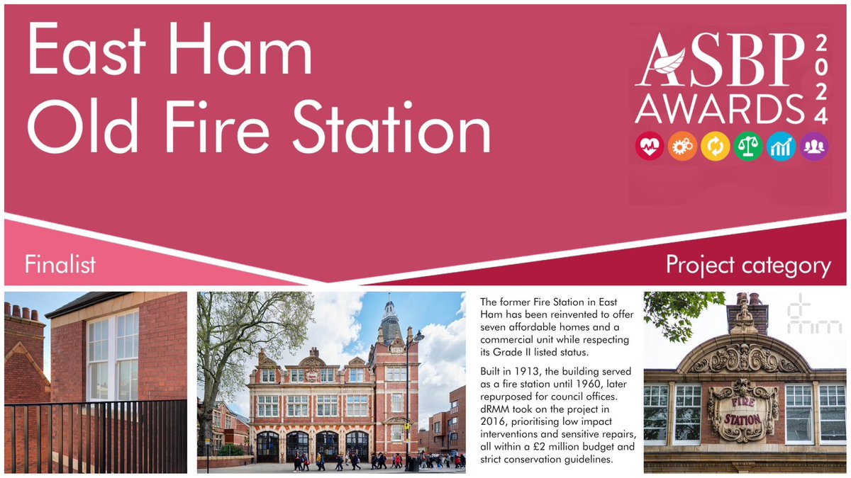 asbp_uk's tweet photo. East Ham Old Fire Station has made it to the finals of the #ASBPawards. Read about @dRMMArchitects’s sympathetic repurposing of this historic building: https://t.co/HEqO4HAkjk. 

Join us on Thursday at #HealthyBuildings2024 to see if this is a winner in the Project category! https://t.co/WljYPirIRJ