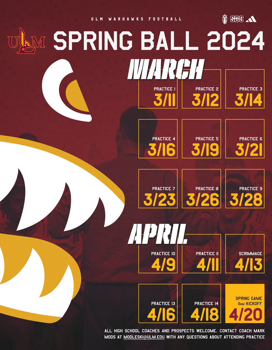 Spring Ball is here! The making of our 2024 Warhawk team starts now! Coaches/Recruits come see us in action as we get ready to go on a Championship run in 2024!