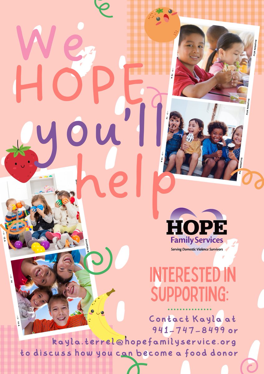 HOPEManatee's tweet photo. Are you interested in sponsoring a healthy &amp; nutritious meal or snacks for one of our support groups? Whether you are a local restaurant, business, community group or individual we'd love to partner with you. 
Contact Kayla at (941) 747-8499 or Kayla.Terrel@hopefamilyservice.org https://t.co/qoeUUOzPr5