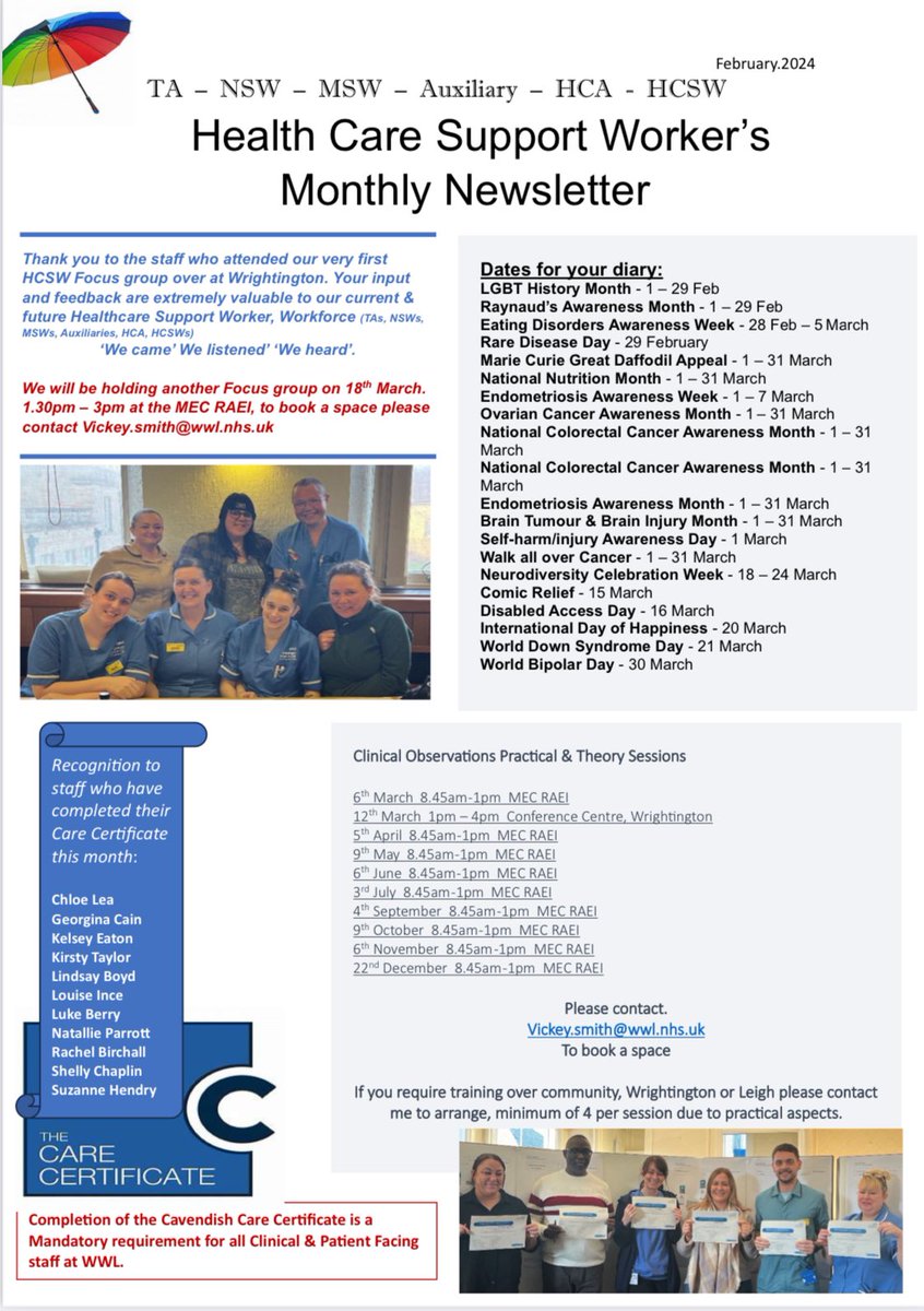 This month’s newsletter for our HCSW Workforce is out, informing and celebrating our amazing staff across @WWLNHS #clinicaleducation 
@WWLCareers @wwl_staffexp @JennySm59756084 @k_mantron @span5 @WWLCommunityS