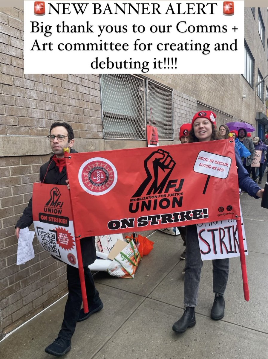 MFJUnion's tweet image. 🚨🪧NEW BANNER🚨🪧

From today’s picket outside MFJ’s Bronx Office. 

Thank you to our Communications &amp;amp; Art Committees for bringing this to life!