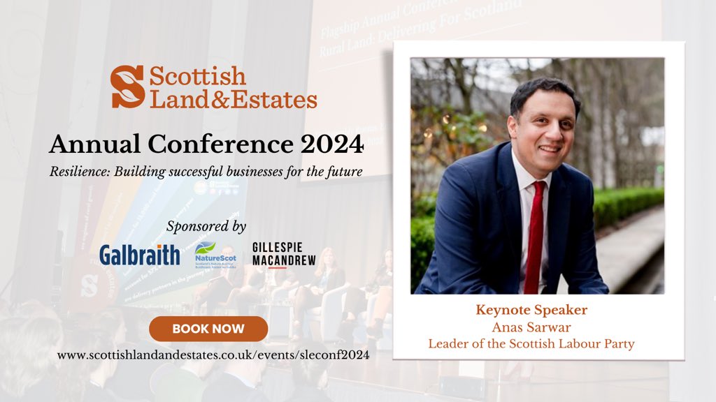 📣 SLE is delighted to announce that the Leader of the Scottish Labour Party @AnasSarwar will be delivering a keynote speech at our Annual Conference in May. Tickets are selling fast, but there’s still time to grab yours here 👇 scottishlandandestates.co.uk/events/sleconf…