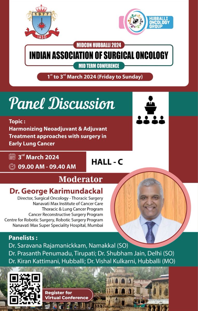 Set of excellent Panel discussions moderated by the best in the field! @drsabita @Manishbhandare4 @docgulia #ProfGeorgeKarimundackal Register now for virtual access ! Reg link - rzp.io/l/eNqlJ4imD IASO-MIDCON 1-3 March 2024, Hubli @IndianYoungOnco @ESSOnews…
