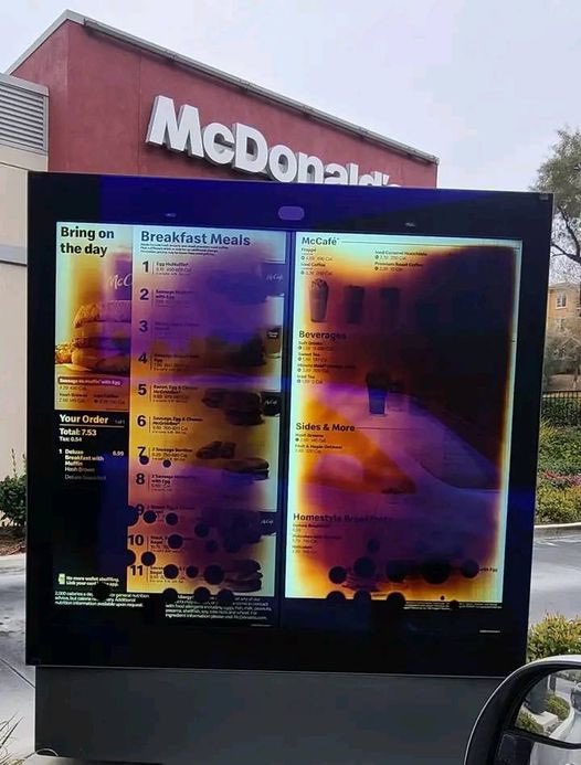 this happened after i ordered 55 burgers, 55 fries, 55 tacos, 55 pies, 55 cokes, 100 tater tots, 100 pizzas, 100 tenders, 100 meatballs, 100 coffees, 55 wings, 55 shakes, 55 pancakes, 55 pastas, 55 peppers, and 155 taters