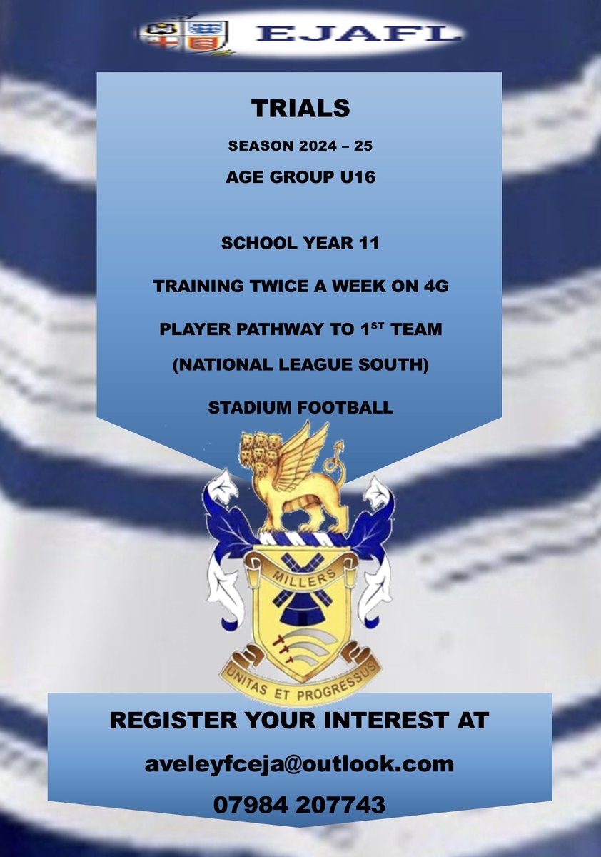 PB (@carpcrew24) on Twitter photo Open training sessions now being held, looking to build towards next season.
Trial games to be held over the next few months.
<a href="/thesecretscout1/">S.S.F</a> <a href="/essexcountyfa/">Essex County FA</a> <a href="/aveleyfc/">Aveley Football Club</a> <a href="/EJALeague/">EasternJnrAlliance</a>
#oneclub 🔵⚪️⚽️ Open training sessions now being held, looking to build towards next season.
Trial games to be held over the next few months.
<a href="/thesecretscout1/">S.S.F</a> <a href="/essexcountyfa/">Essex County FA</a> <a href="/aveleyfc/">Aveley Football Club</a> <a href="/EJALeague/">EasternJnrAlliance</a>
#oneclub 🔵⚪️⚽️