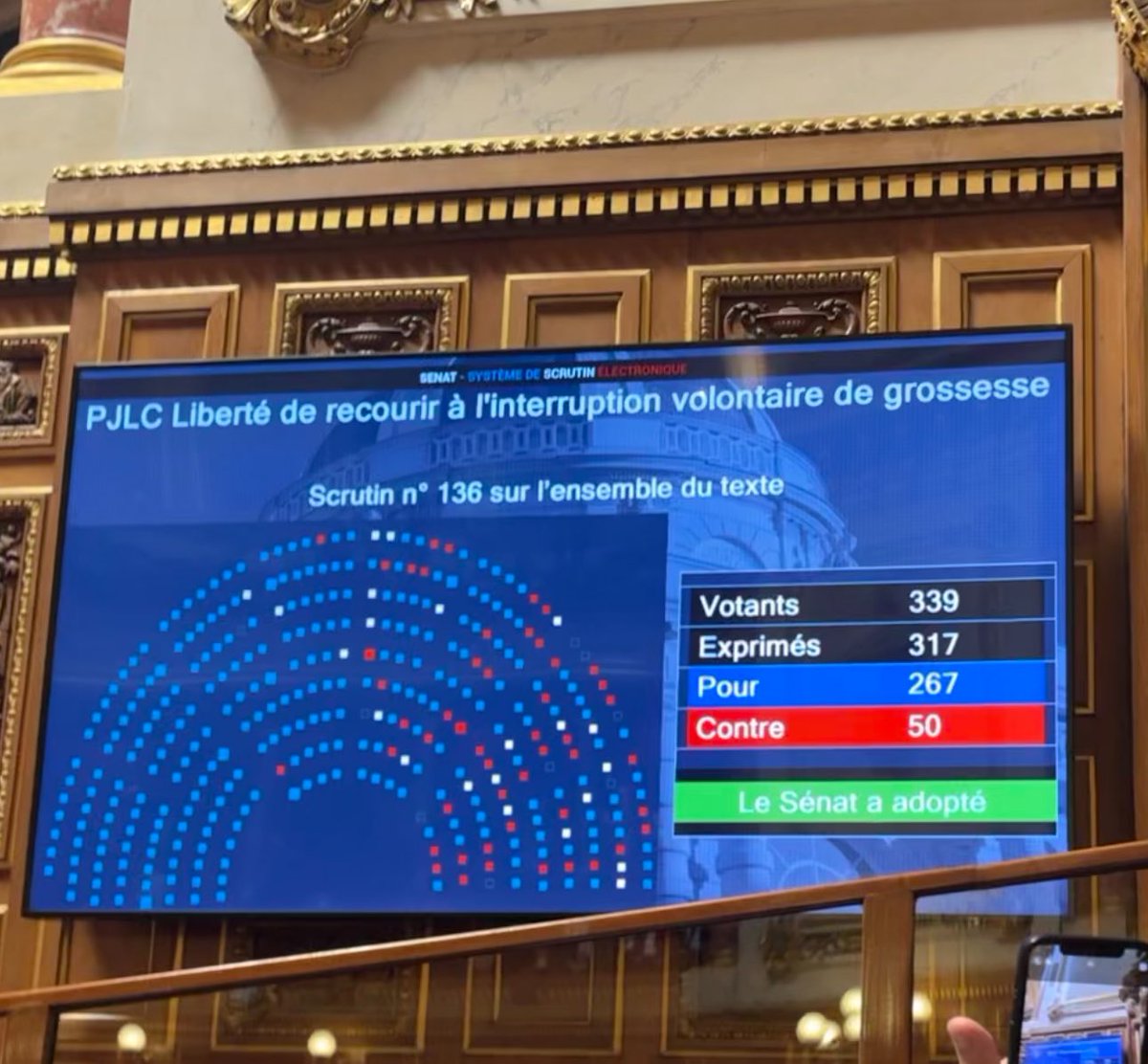 C'est un jour historique pour les droits des femmes en France ! L'IVG vient d'être constitutionnalisée par le Sénat. Un pas crucial vers l'égalité et le respect des choix individuels. #IVG #DroitsDesFemmes #Progrès
