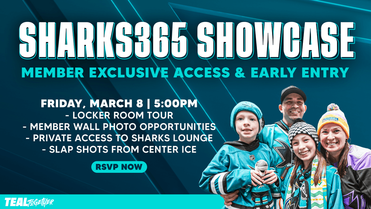 🦈Sharks365 Members! Yesterday you received an email with your online Select a Seat timeslot and an Invite to the Sharks365 Showcase. Come on down on March 8th in person to pick out new seats for next year, have some food and drinks, and maybe win some prizes!🎊