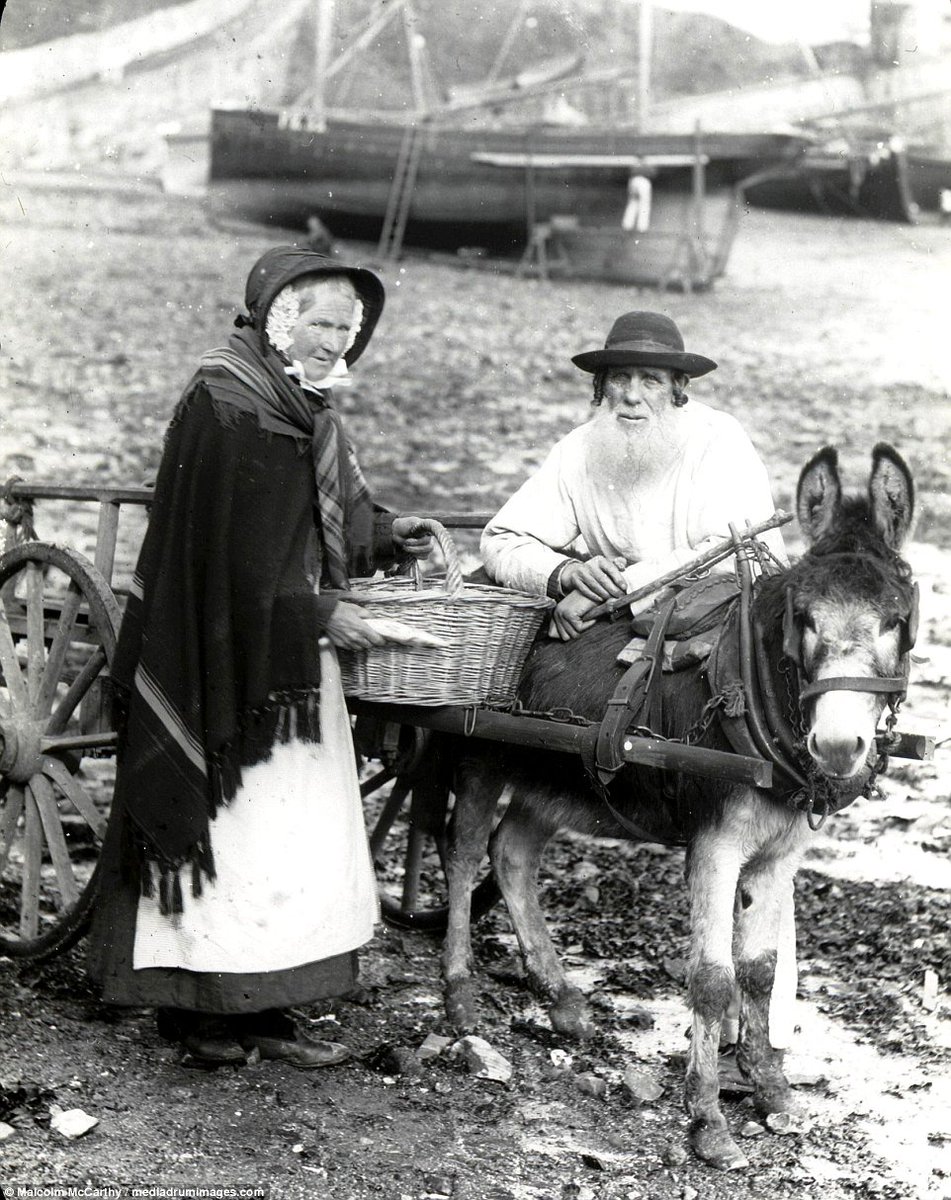 Billy Renfree and his fishwife in the seaside town and fishing port of Newlyn. Many people would depend on the sea and mining in the late 19th and early 20th century