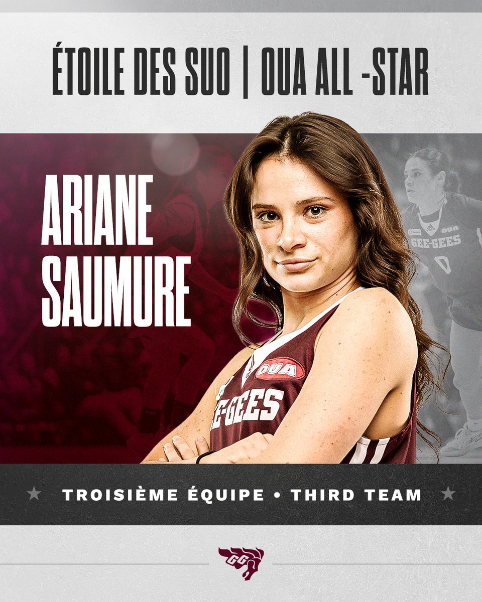 C’est la saison des étoiles! 🌟

Félicitations à Ariane Saumure qui a été nommée sur les équipes d’étoiles des SUO! Nous sommes fiers de l'avoir dans notre gris et grenat

It’s all star season! 🌟

Congratulations to Ariane Saumure who has earned OUA Third Team All-Star honours!