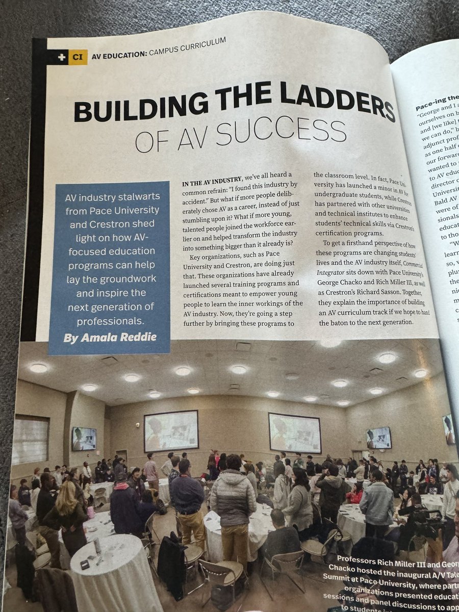AV_JamesKing's tweet photo. It great reading this article in @commintegrator about the summit at Pace. The @BaldAVGuys are doing great things there. Events like this will help bring in more younger and diverse voices into our industry.  #avtweeps #highered #higheredav #edtech https://t.co/u96WqHgdzY