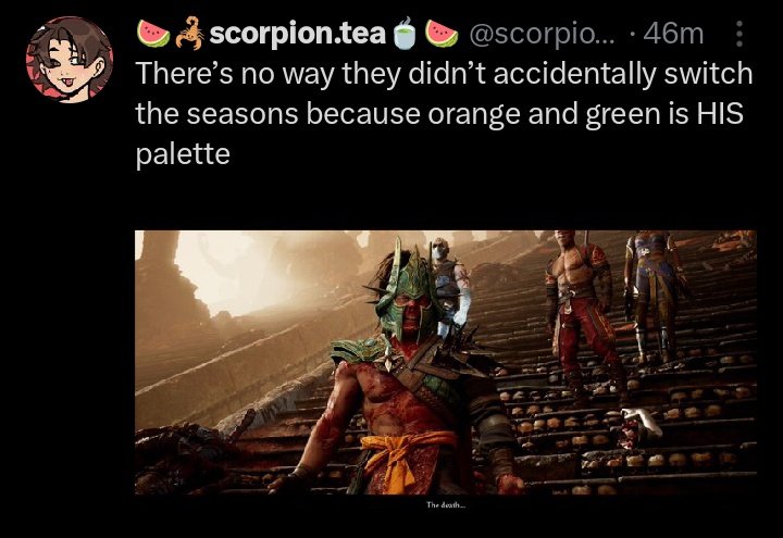 Guileena__'s tweet photo. So, apparently we got the season of chaos skins instead of anything Mileena related. I'm assuming they rushed these skins in since Mileena's season had already been teased. I really hope they adress this, but we know MK1 is never beating the rushed allegations #WhyDidNRSdoThis https://t.co/oRweQRb9yN