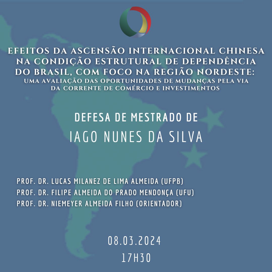 ppgriufu's tweet photo. Convidamos toda a comunidade para a defesa de dissertação de mestrado do discente Iago Nunes da Silva, em 08/03/2024 às 17h30, com trabalho intitulado https://t.co/ok6Xlbnj8h