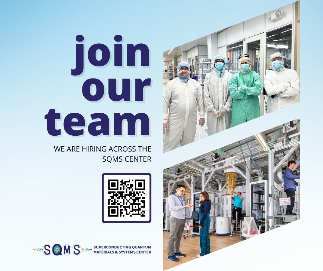 sqmscenter's tweet photo. Come work with us ✨ Our team @Fermilab and across the SQMS Center are hiring! You can find an updated list of available roles on our website. #quantum #hiringalert  https://t.co/7JI5a7Qwco https://t.co/lzUHbibF6C