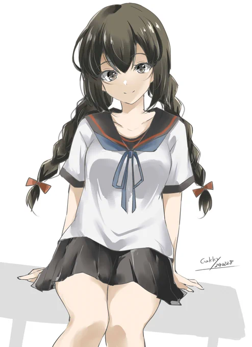 #艦これ版真剣お絵描き60分一本勝負_20240228#艦これ版深夜の真剣お絵描き60分一本勝負一つ後輩のマネージャー磯波 
