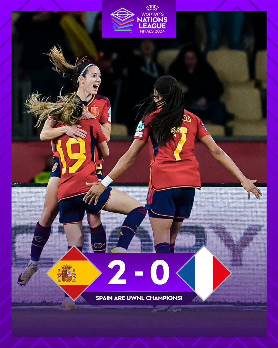 🚨 RESULT 🚨 🇪🇸 Spain are crowned the first ever UEFA Women’s Nations League champions! 👏👏 #UWNL || @SEFutbolFem