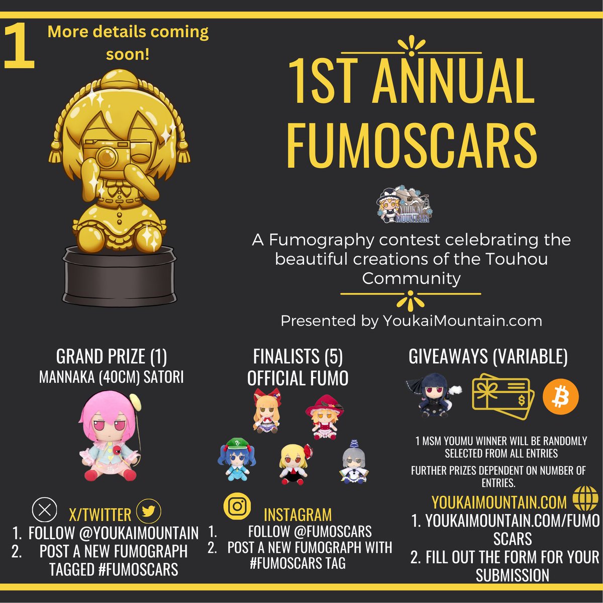 YoukaiMountain's tweet photo. Did you check Yukari's to-do list? Its time for an annual #Fumo contest! Introducing the #FUMOSCARS. Check out our announcement, retweet this and please ask any questions. 

Starts March 1st, full rules out by tomorrow. https://t.co/ip4CNWs1AW