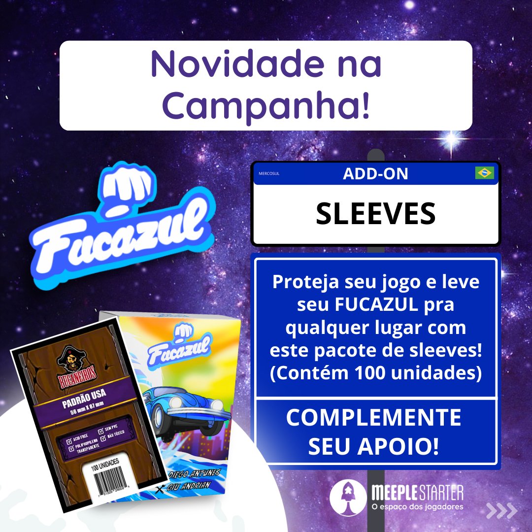 ÚLTIMOS DIAS DE FUCAZUL!! 🚙👊🎲
O jogo de cartas mais dinâmico e divertido vai entrando na reta final da campanha, mas ainda dá tempo de apoiar o lançamento, levar sua cópia e ainda conquistar metas extra incríveis! ❤️

Vem descobrir mais sobre o jogo!⬇️🧶