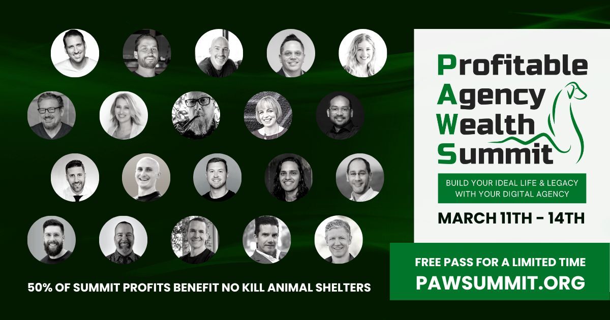 Are you struggling with your profits? Discover how you can work less and achieve more! 🌟

I'm ueber excited to share this virtual summit for agency owners with you:

The Profitable Agency Wealth Summit

Secure your ticket today
wunderstars--storycrews.thrivecart.com/paws-limited-t…

#PAWS #AgencyOwners
