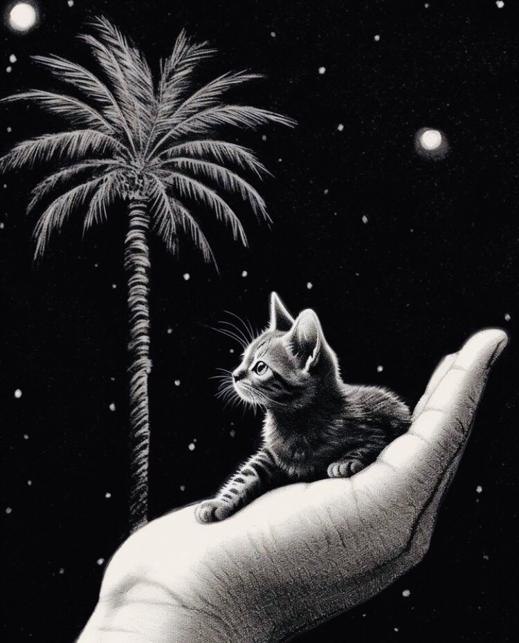 Good night, See you again tomorrow.

A handfull of happiness ♥️💫💫✨
#midjourneyart #kittenlovers #art