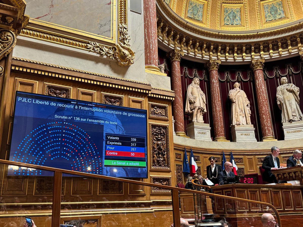 Le @Senat vote en faveur de l’inscription de l’IVG dans la Constitution 📖 Fier de cette décision historique, un demi-siècle après la loi « Veil » !