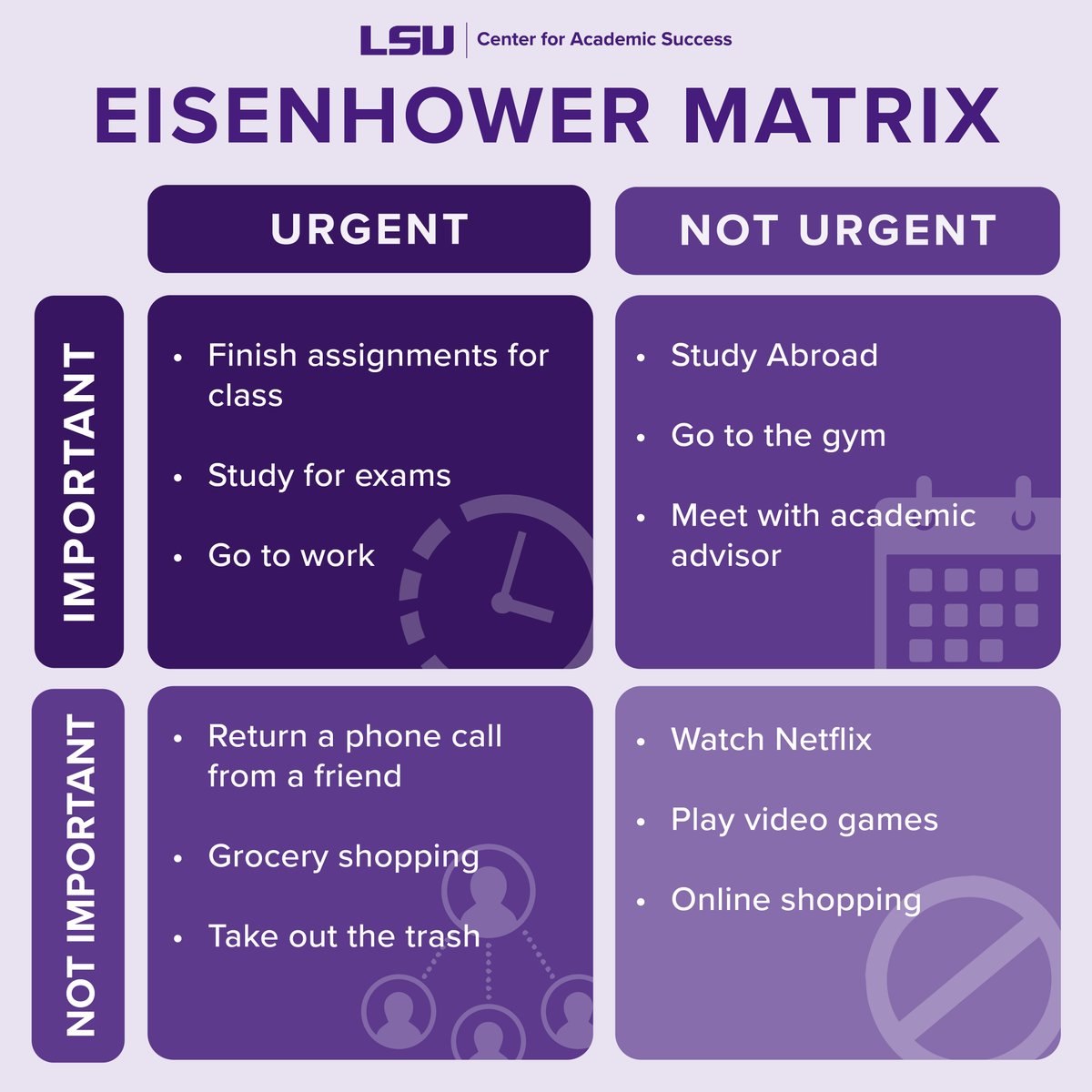 Reclaim your time with the Eisenhower Matrix! This tool helps you prioritize important tasks and establish a well-balanced approach to managing time. Find more time management tips on our website.
