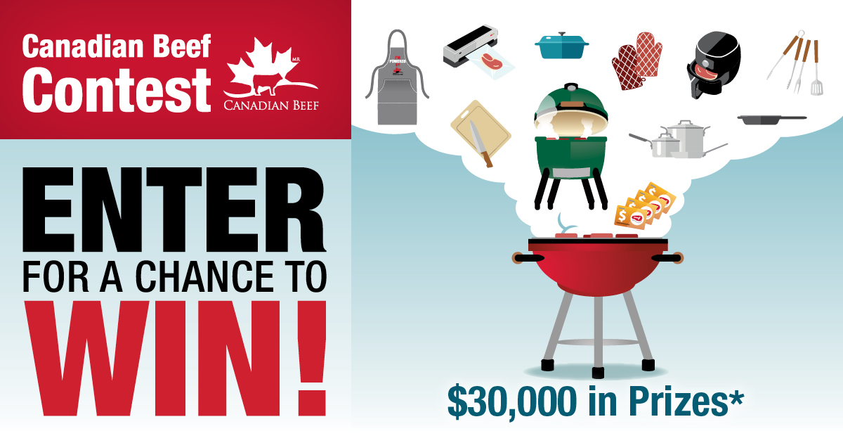 There is just over one week left to enter our Get Cooking With Canada Beef Contest! 

With $30,000 in beefy cooking accessories and gift cards, and one grand prize of a Big Green Egg you don't want to miss this opportunity. Click the link to enter: bit.ly/3OkM9Dn