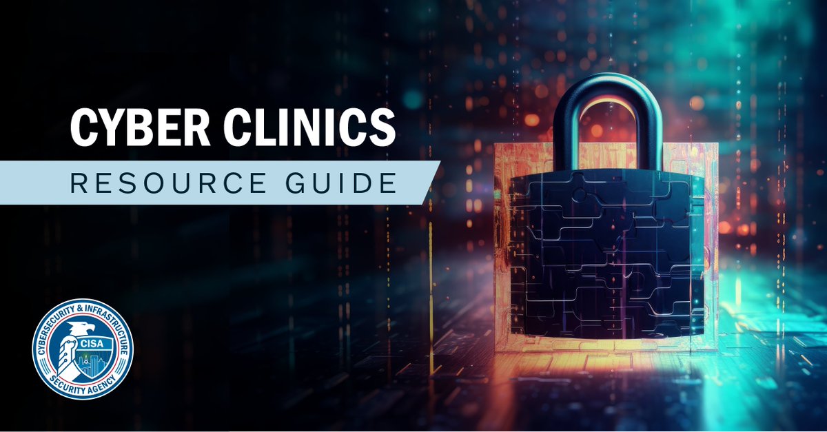 Partnership & collaboration are the heart of @CISAgov’s operating model. We worked w/@Cyber_Clinics to ensure this guide is a valuable resource for clinics to bolster cyber defense for non-profits, hospitals, municipalities, & other under-resourced orgs: go.dhs.gov/JmR