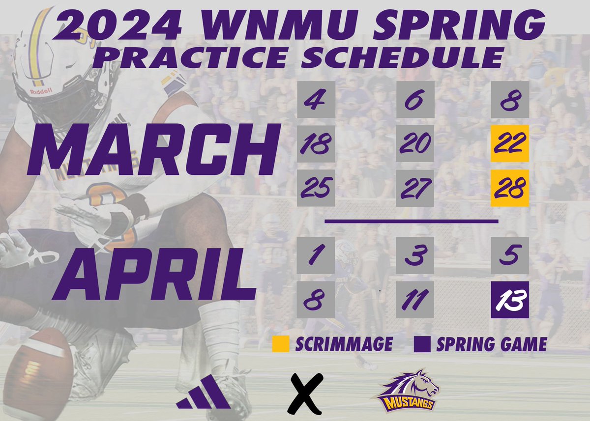 1️⃣ WEEK away until spring ball starts for the Mustangs! 🐎🏈