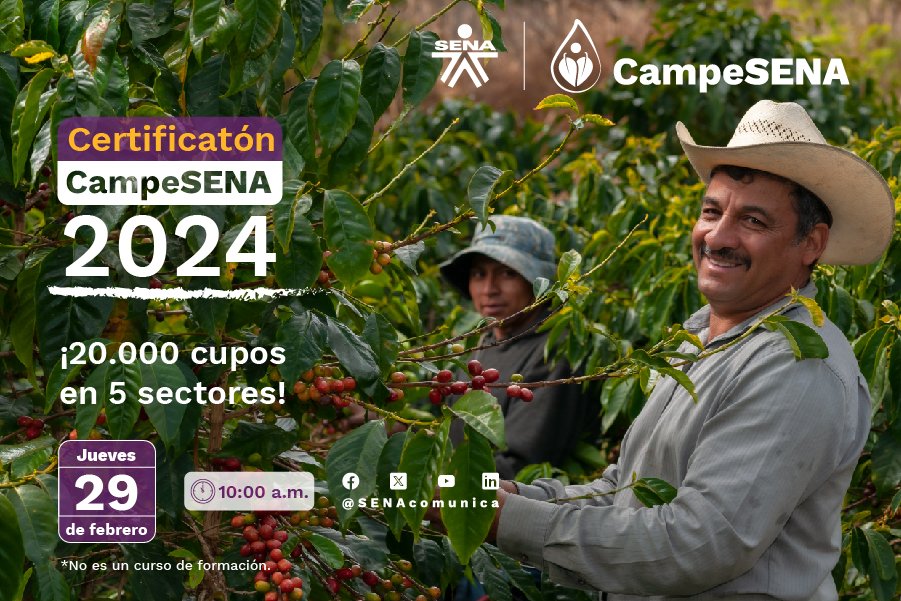 SenaAtlantico's tweet photo. La seguridad alimentaria del país está en las manos de nuestros campesinos, por eso con #CampeSENA reconocemos y dignficamos su labor.

Conéctate hoy, 29 de febrero y conoce más de esta convocatoria.  #TuExperienciaVale https://t.co/5Iq1h7sGlq