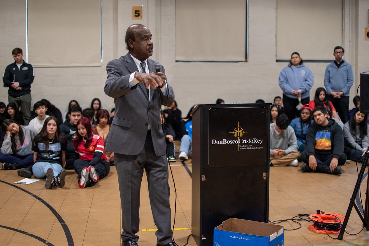 DBCR has no shortage of inspiration to draw from this #BlackHistoryMonth! Former @mococouncilmd Executive Ike Leggett - the County's first-ever African American Executive - offered incredible wisdom and encouragement to our student body at Morning Convocation recently.