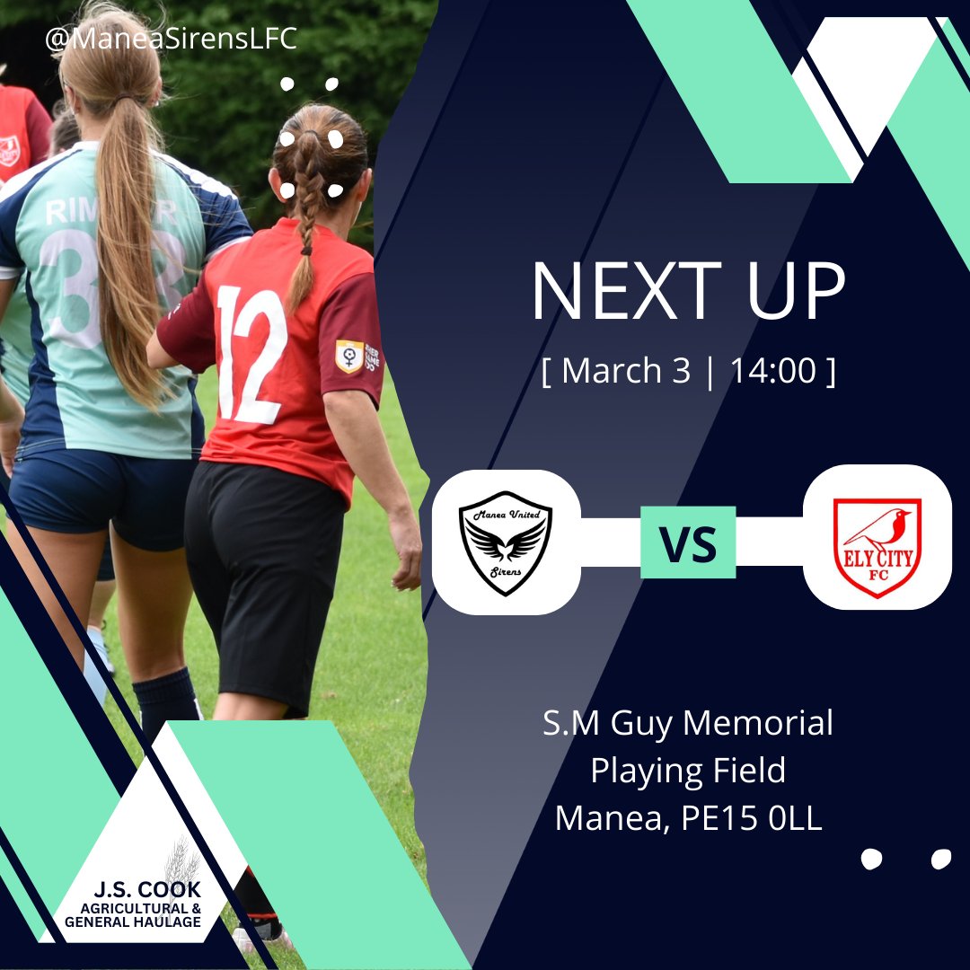⚽️Next Up⚽️

This weekend, We welcome  Ely City Ladies to Manea.

The Sirens are looking for a better result than their last meeting....

Ely currently sitting 2nd, level on points but with 2 games in hand.

All to play for now with 5 league games remaining