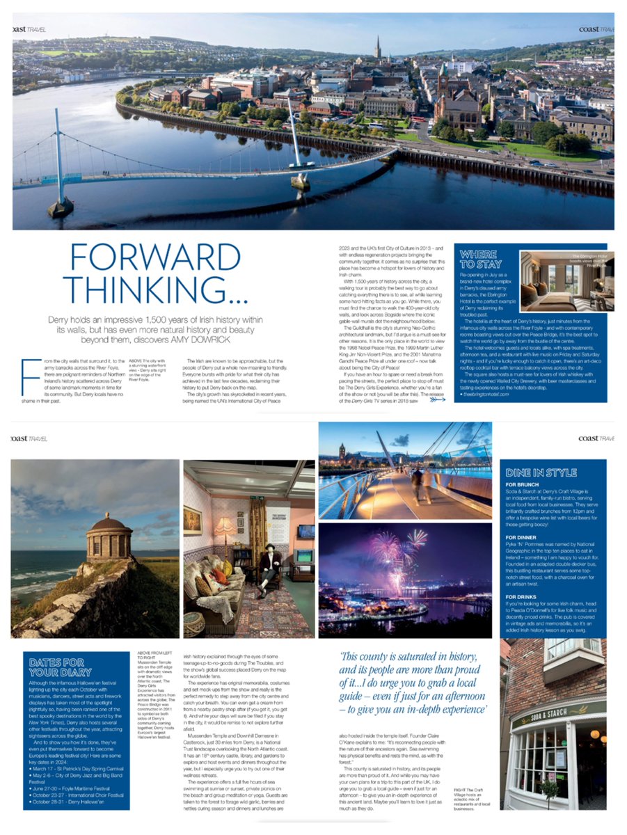 Tourism Ireland (@tourismireland) on Twitter photo Great article on the historic walled city of Derry in the latest edition of <a href="/coastmag/">Coast Magazine UK</a> in GB, which will reach over 300,000 – following a press visit by Amy Dowrick last September, organised in conjunction with <a href="/NITouristBoard/">Tourism NI</a>. Great article on the historic walled city of Derry in the latest edition of <a href="/coastmag/">Coast Magazine UK</a> in GB, which will reach over 300,000 – following a press visit by Amy Dowrick last September, organised in conjunction with <a href="/NITouristBoard/">Tourism NI</a>.
