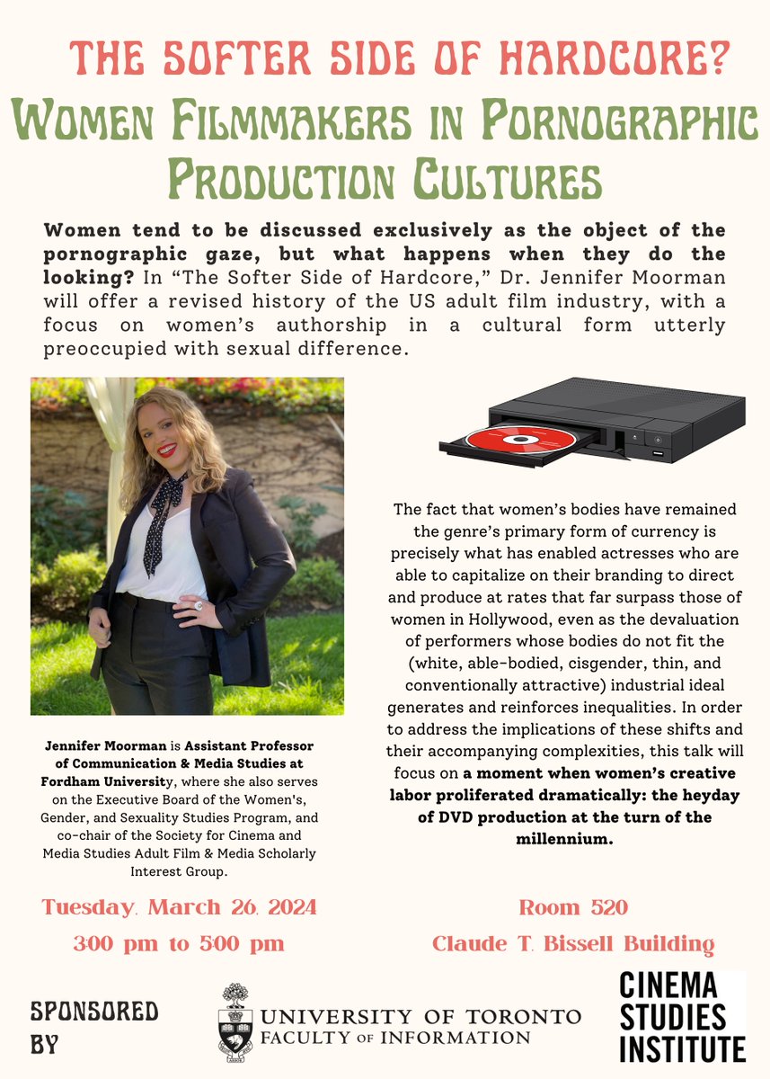Patrick Keilty (@patrickkeilty) on Twitter photo ✨Beyond excited for <a href="/Ferbacious/">Jen M</a>'s talk, entitled "The Softer Side of Hardcore? Women Filmmakers in Pornographic Production Cultures" <a href="/UofTInfoFaculty/">University of Toronto Faculty of Information</a> & <a href="/CSI_UofT/">Cinema Studies Institute, University of Toronto</a> on March 26 at 3pm in Room 520, 140 St George St.✨ More info: cinema.utoronto.ca/events/softer-… ✨Beyond excited for <a href="/Ferbacious/">Jen M</a>'s talk, entitled "The Softer Side of Hardcore? Women Filmmakers in Pornographic Production Cultures" <a href="/UofTInfoFaculty/">University of Toronto Faculty of Information</a> & <a href="/CSI_UofT/">Cinema Studies Institute, University of Toronto</a> on March 26 at 3pm in Room 520, 140 St George St.✨ More info: cinema.utoronto.ca/events/softer-…