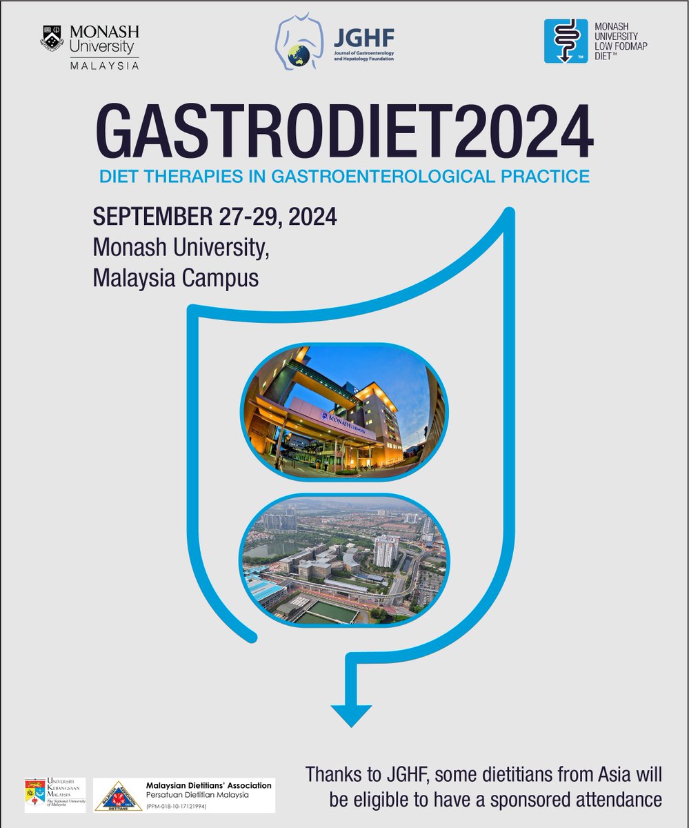 With such high demand for attendance to our GASTRODIET conference in Italy, we are hosting GASTRODIET2024 at Monash University Malaysia Campus on September 27-29, 2024 🇲🇾 To be the first to find out when the registration opens, register your interest: forms.gle/ApfgnFtiaEPmYK…