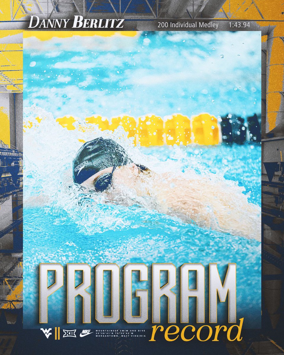 Berlitz does it AGAIN! 

Danny broke his own 200 IM record with a final time of 1:43.94. 

#HailWV