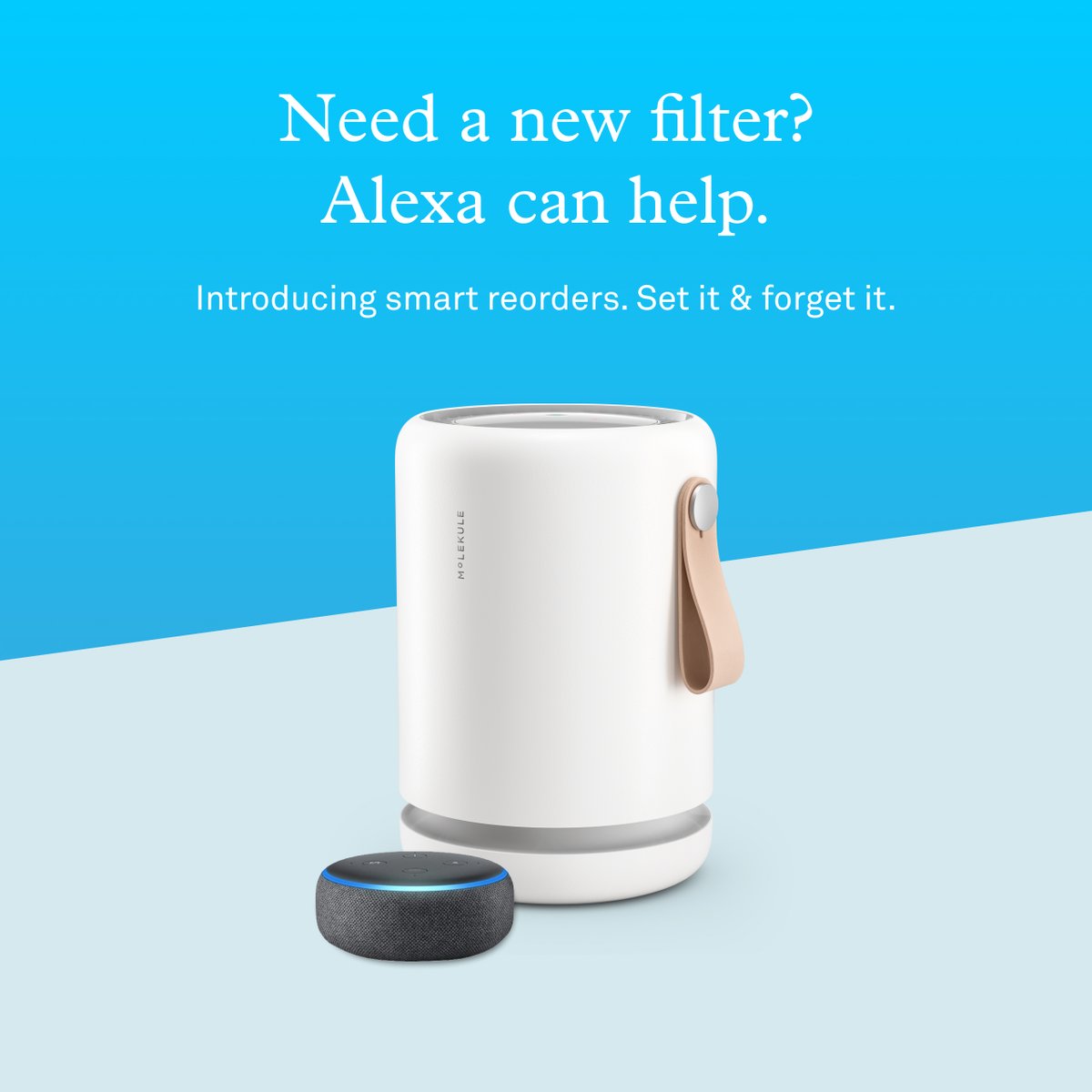 Smart reorders with Alexa are here! Let her detect when your filter health is at 10% and she’ll place a smart reorder or turn on notifications and she’ll let you know when it’s time for you to place a new order on Amazon. bit.ly/3wvsH0N