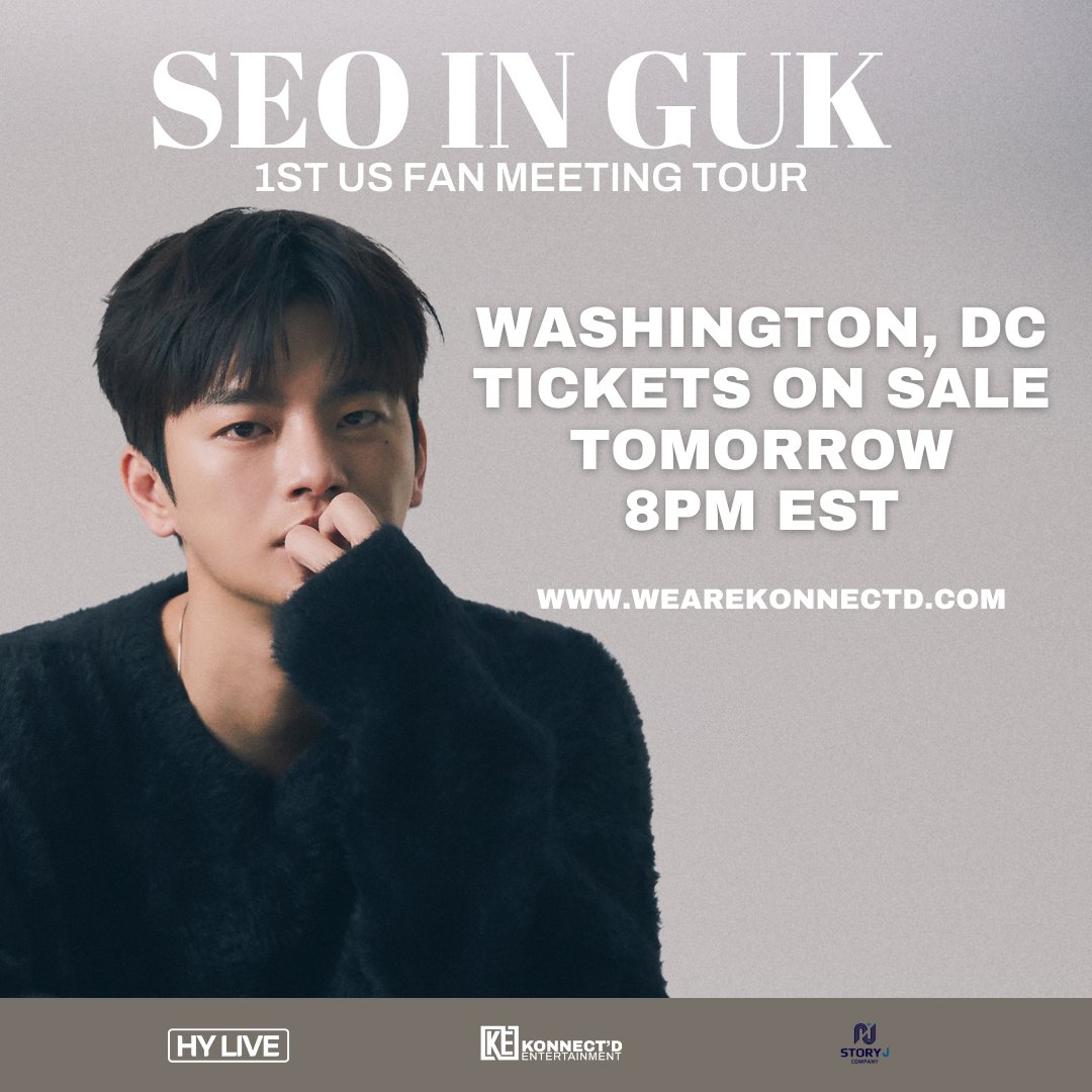 Hey #iHeartriders, the time you have been waiting for is here! Tickets go on sale tomorrow for our DC stop at 8PM EST! #SeoInGukFirstUSFanmeet #KonnectdEnt #SeoInGukInLA #SeoInGukInDC #SeoinGukFanMeet #StoryJCompany #HYLIVE @Whatsup_Inguk