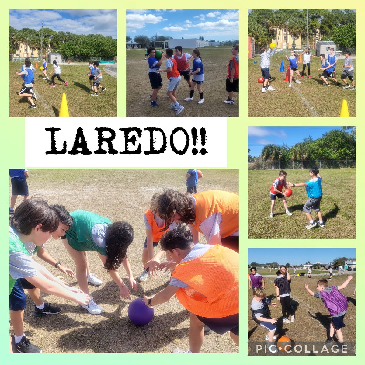 Laredo, a fast action game, where ALL Ss are engaged. SS work on fundamental skills like finding open space, underhand toss/catch, defense, game strategy, & of course teamwork & fun. @CMMSPrincipal @CmmsMedia @aschneider36 @SHAPE_Florida #cmmspe #activekids #ShiningStarPBC
