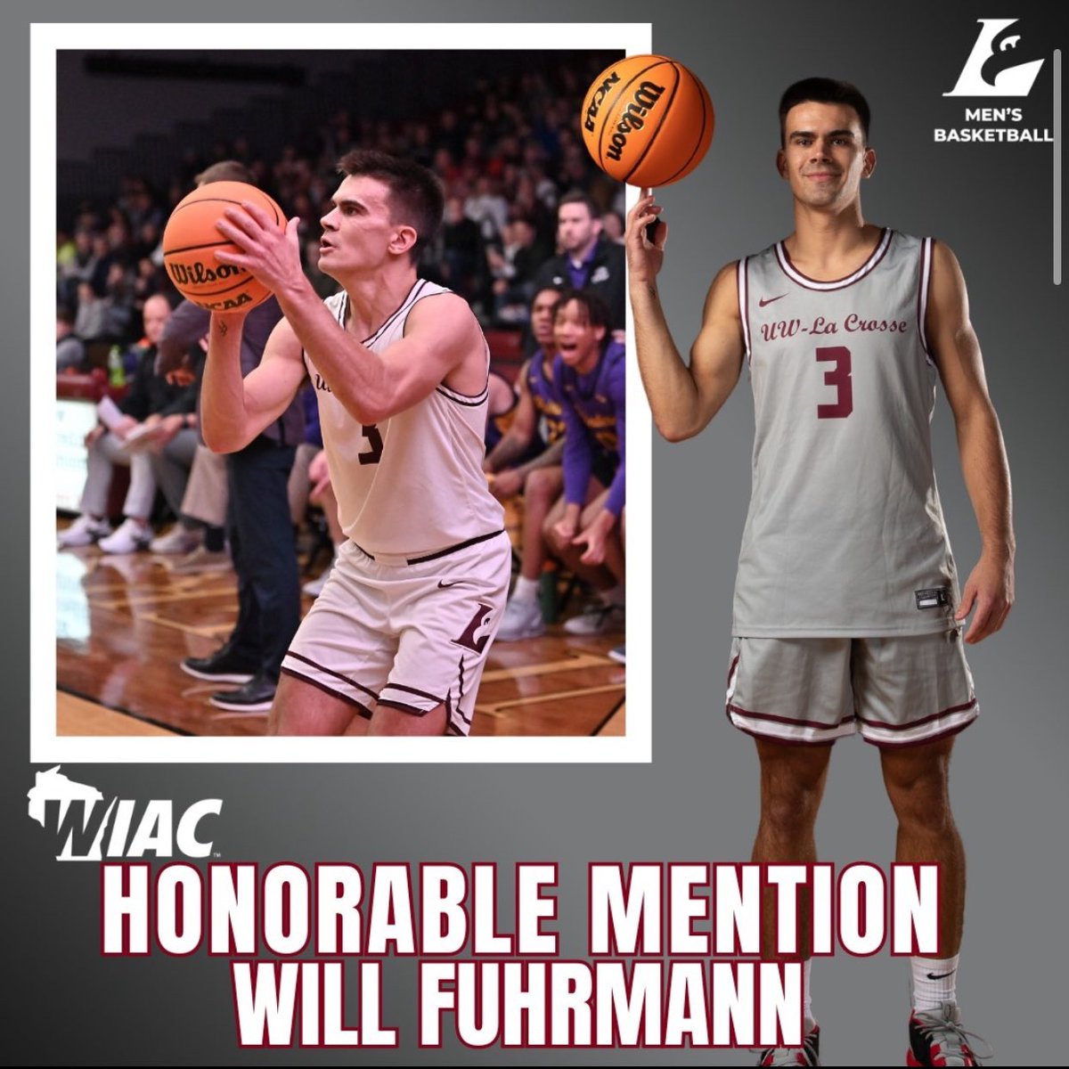 Congratulations to Senior Will Fuhrmann (@bballin_3) for earning WIAC Honorable Mention All-Conference‼️