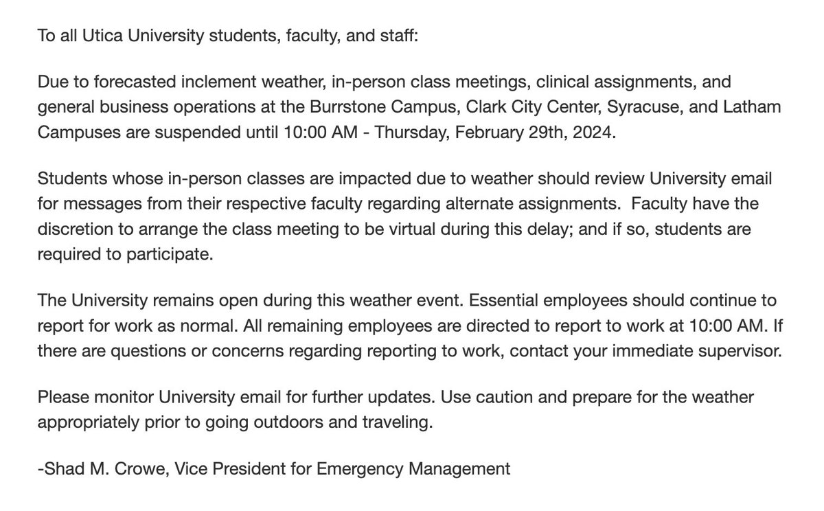 Utica University tweet media