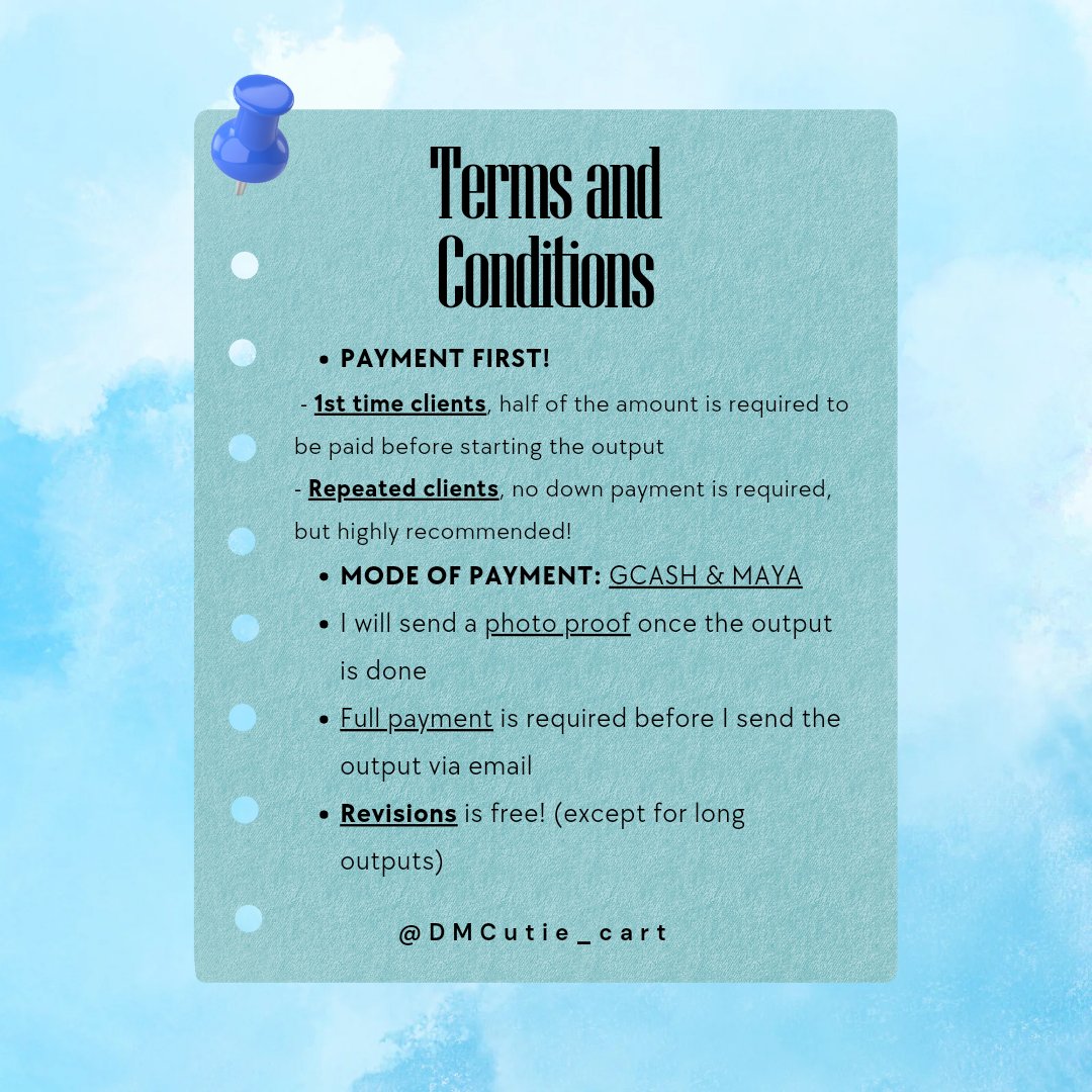 mindmadestudio's tweet photo. @DMCutie_cart is open for academic related commissions! ⋆｡ﾟ☁︎｡⋆｡ ﾟ☾ ﾟ｡⋆

» Services offered
» Terms and Conditions (modified)

- open this thread for proofs! #DMC_comms https://t.co/dXXXrZxupA